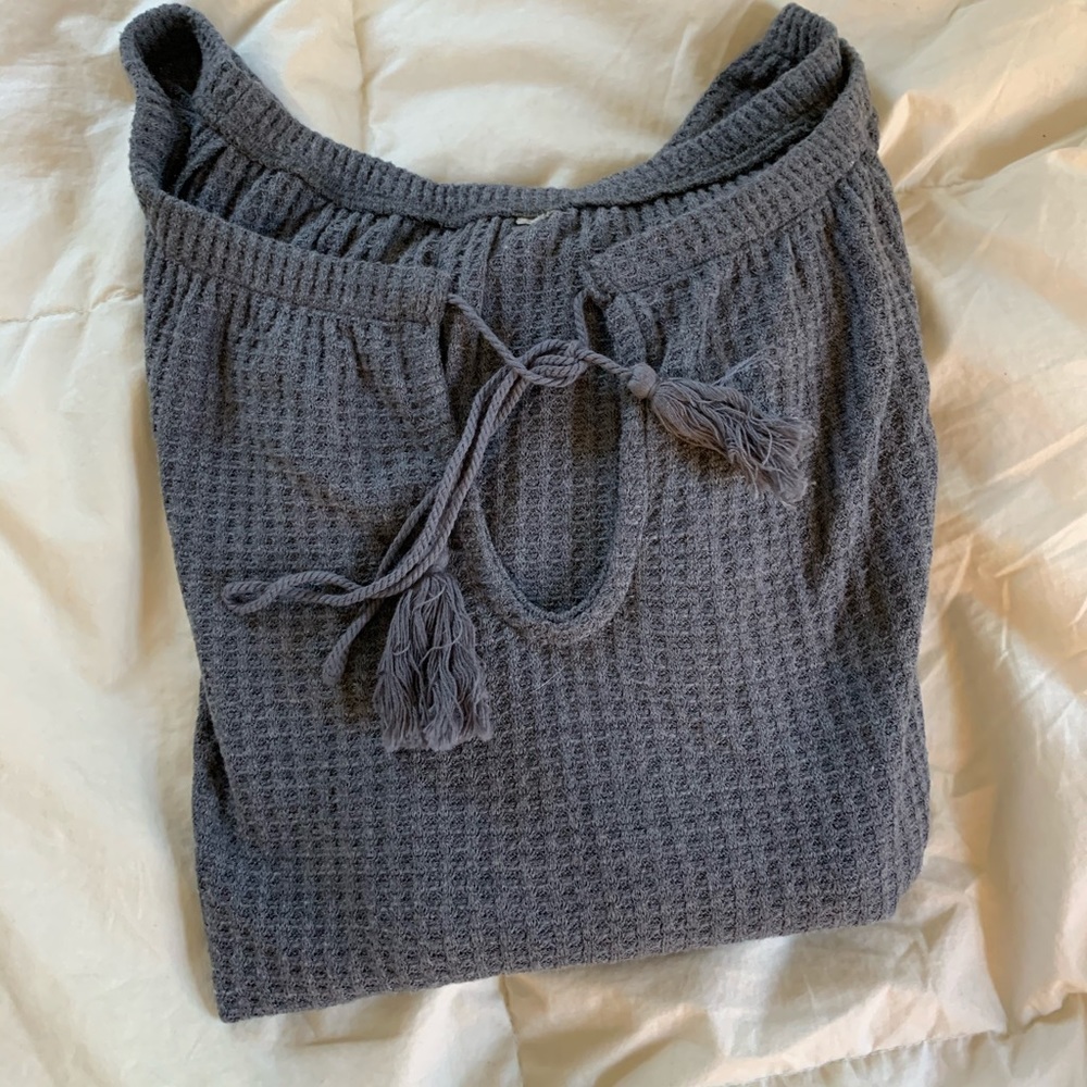 grey off the shoulder long sleeve